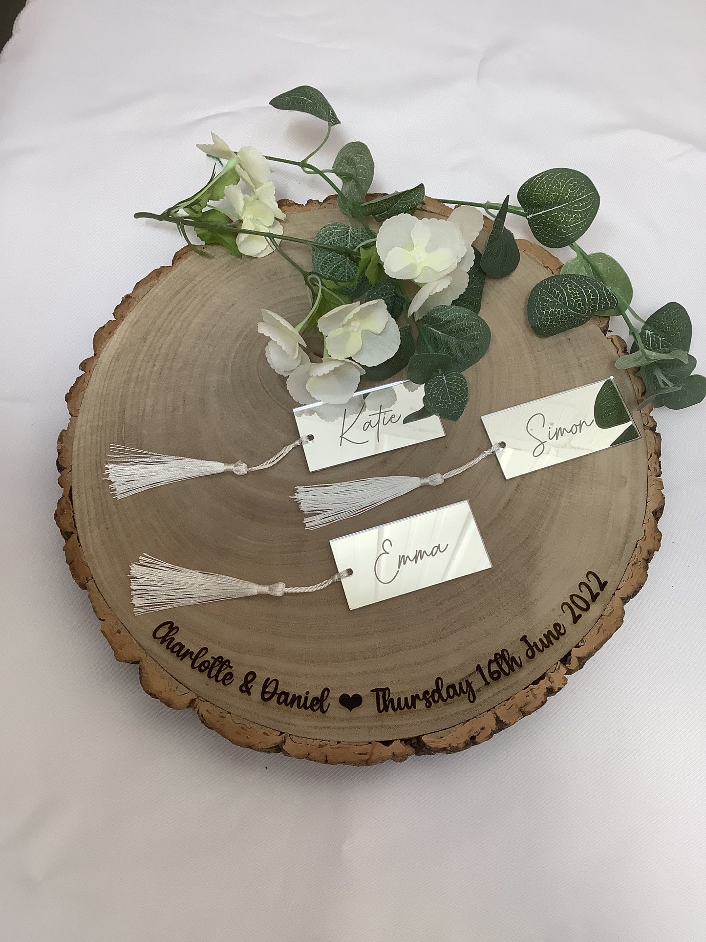 Large Engraved Log Slice